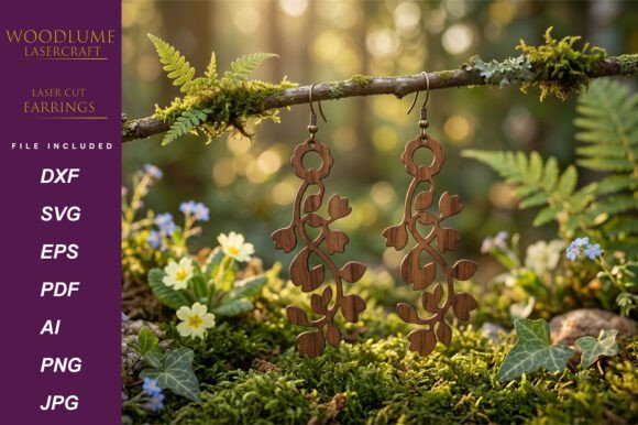 Beautifully Crafted Plant Earrings Laser Cut SVG