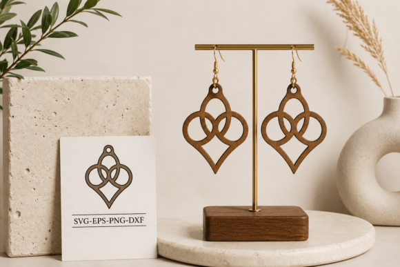 Boho Wooden Dangle Earring Cut File