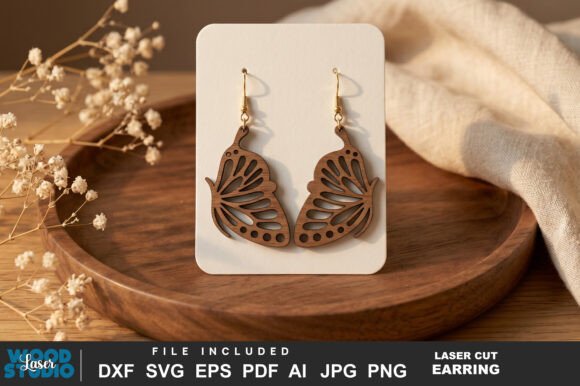 Butterfly Earrings Laser Cut SVG: Elegant Digital Design