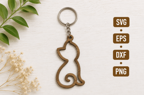 Cat Keychain Laser Cut File, Cat SVG