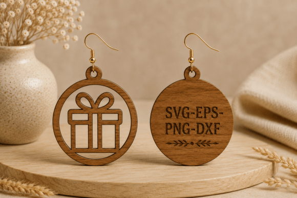 Christmas Gift Earrings SVG: Festive Design Files