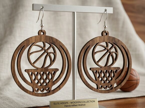 Create Sporty Jewelry with Basketball Hoop Earring Laser Cut Design
