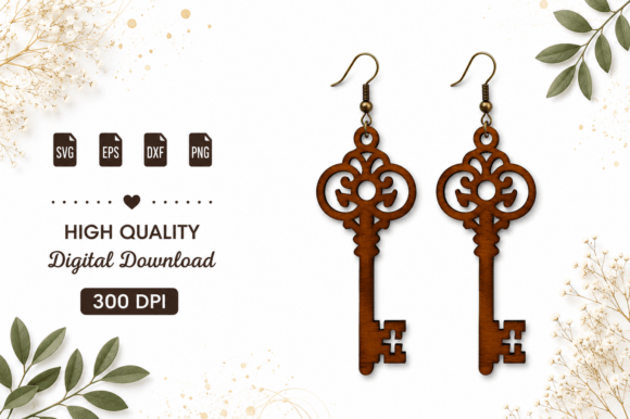 Create Unique Vintage Key Earrings with Laser Cut SVG Files