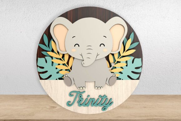 Cute Elephant Name Sign File: Adorable Nursery Art