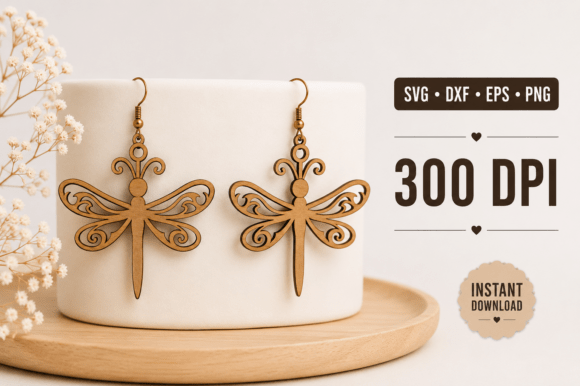 Dragonfly Earrings Laser Cut SVG: Nature-Inspired Design Elegance