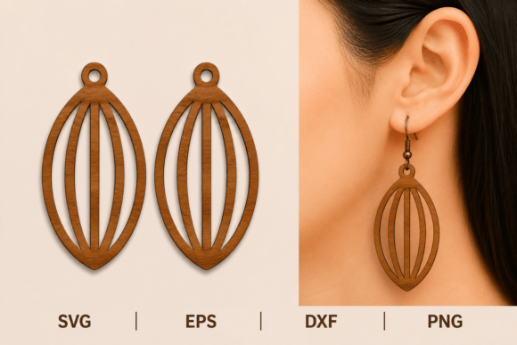Elegant Leaf Wood Earrings SVG for Laser Cutting