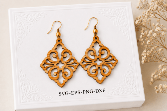 Elegant Ornate Chandelier Earrings SVG Design