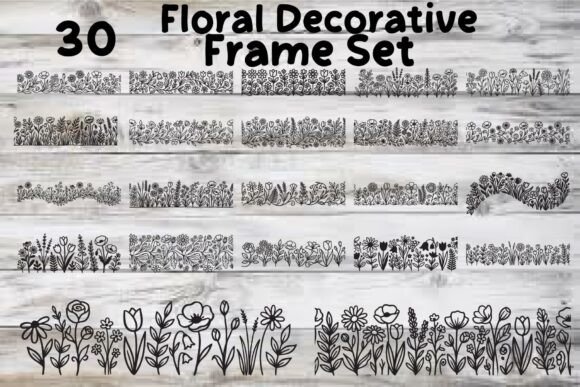 Floral Decorative Frame Set for Elegant Designs