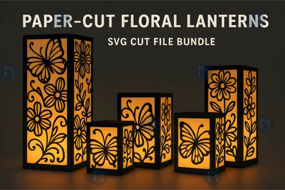 Floral Lanterns SVG Cut File Bundle