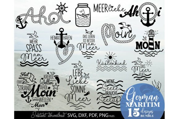 German Nautical SVG Bundle Moin Seagul