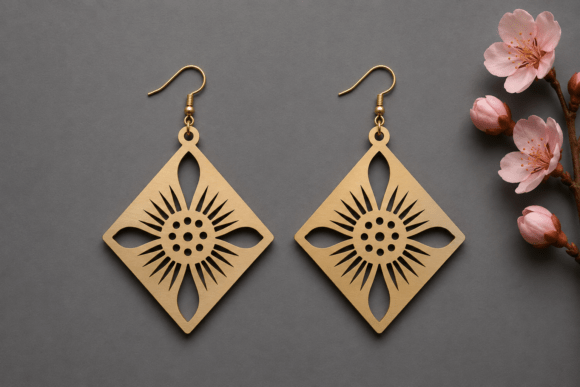Luxury Floral Wooden Laser Cut Earrings for Elegant Crafts