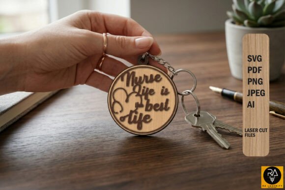 Nurse Round Keychain Laser Cut SVG