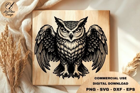 Owl Wings Engraving SVG: A Bold Wildlife Design for Rustic Crafts