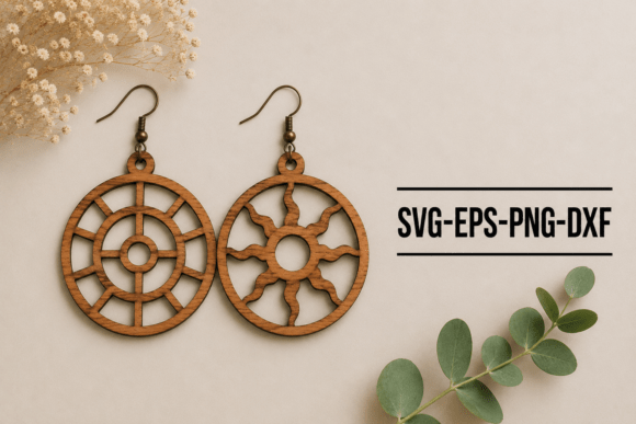Round Mandala Earrings SVG Bundle