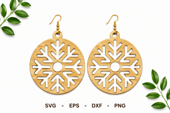 Snowflake Wooden Earrings Laser Cut SVG