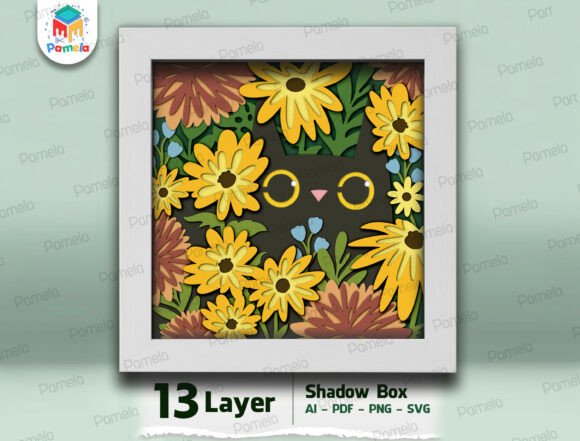 Stunning 3D Cat Art with 13-Layer Papercut SVG Design