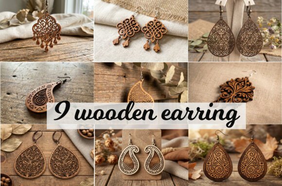 Stunning Wooden Earring SVG Bundle for Laser Cut Crafts