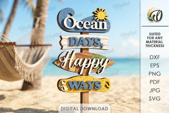 Summer Directional Sign Laser Cut Design