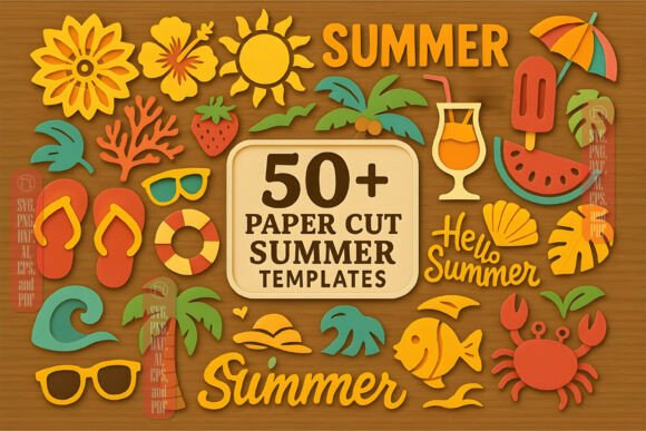 Summer Paper Cut SVG Mega Bundle: 50+ Designs