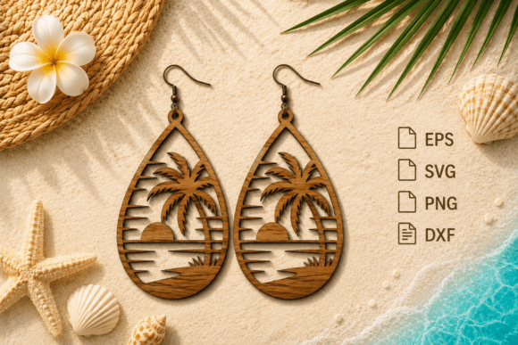 Summer Scene Earrings Laser Cut File: Capture the Season's Charm