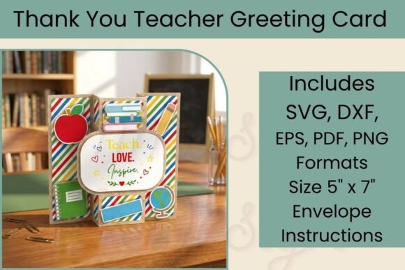 Teacher Thank You Card SVG: 3D Pop Out Design