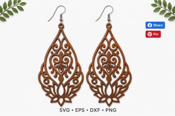 Teardrop Earrings SVG Laser Cut File: Elegant Design for Crafters