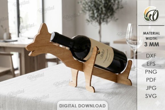 Wine Bottle Holder Laser Cut: Elegant Design Files