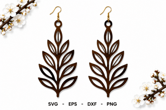 Wooden Leaf Earrings Laser Cut SVG File